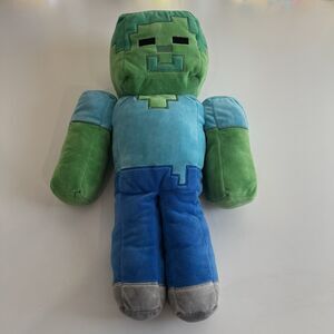 Minecraft Zombie Plush 20" Blue Green Plush Stuffed Pillow Buddy Animal Mojang